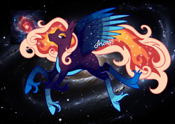 Size: 3508x2480 | Tagged: safe, artist:asougi, imported from derpibooru, oc, oc only, pegasus, pony, adoptable, concave belly, full body, pegasus oc, slender, solo, space, space background, thin, wings