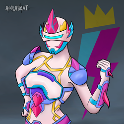 Size: 2048x2048 | Tagged: safe, artist:aorabeat, imported from derpibooru, zipp storm, human, breasts, cleavage, female, g5, humanized, kamen rider, rad-visor, solo