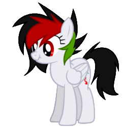 Size: 901x930 | Tagged: safe, artist:kruvvv, imported from derpibooru, oc, oc only, oc:kruv, pegasus, pony, :t, ^^, animated, eyes closed, eyes open, folded wings, gif, looking at you, looking down, multicolored hair, multicolored mane, raised hoof, scrunchy face, short mane, simple background, smiling, smiling at you, solo, spread wings, transparent background, waving, wings, wrinkles