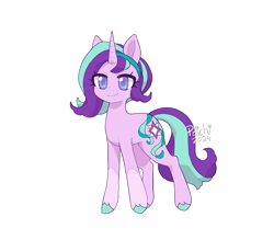 Size: 1804x1579 | Tagged: safe, artist:paichitaron, imported from derpibooru, starlight glimmer, pony, unicorn, alternate design, clothes, colored pupils, female, horn, mare, signature, simple background, smiling, socks, solo, transparent background, unshorn fetlocks