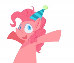 Size: 2048x1752 | Tagged: safe, artist:startrixfan, imported from derpibooru, pinkie pie, earth pony, pony, female, hat, mare, one eye closed, party hat, pinkie pie's birthday, simple background, solo, white background, wink