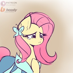 Size: 4000x4000 | Tagged: safe, artist:xjenn9, imported from derpibooru, fluttershy, pony, clothes, crying, dress, sketch, solo, teary eyes