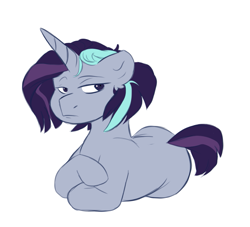 Size: 887x804 | Tagged: safe, artist:jaw2002, imported from derpibooru, unicorn, 2017, frown, horn, lidded eyes, magical lesbian spawn, offspring, parent:maud pie, parent:starlight glimmer, parents:starmaud, simple background, solo, white background