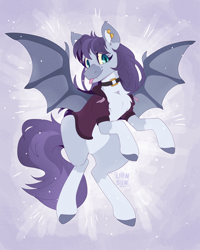 Size: 2000x2500 | Tagged: safe, artist:lionbun, imported from derpibooru, oc, oc:weeping willow, bat pony, art trade, bat pony oc, bat wings, clothes, colored, cute, female, flat colors, jacket, mare, wings