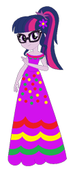 Size: 271x617 | Tagged: safe, artist:selenaede, artist:user15432, imported from derpibooru, sci-twi, twilight sparkle, human, equestria girls, bare shoulders, base used, cinco de mayo, clothes, dress, flower, flower in hair, glasses, purple dress, simple background, solo, transparent background