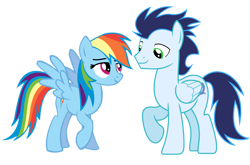 Size: 3399x2239 | Tagged: artist needed, safe, imported from derpibooru, rainbow dash, soarin', pegasus, pony, duo, duo male and female, female, male, mare, shipping, simple background, soarindash, stallion, straight, transparent background