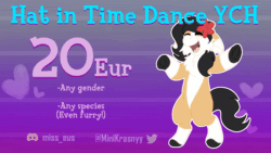 Size: 1920x1080 | Tagged: safe, artist:euspuche, imported from derpibooru, animated, commission, dancing, gradient background, hat in time, no one's around to help, solo, text, ych animation, ych example, your character here