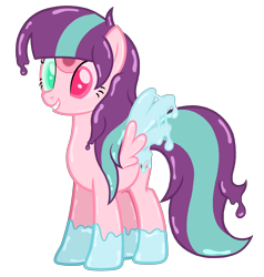 Size: 1920x2016 | Tagged: safe, artist:motownwarrior01, imported from derpibooru, oc, oc only, oc:rosy gloss, goo, goo pony, monster pony, original species, base used, female, glossy, happy, mare, paint, simple background, slime, smiling, solo, teeth, transparent background, wings