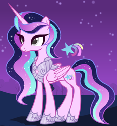Size: 1280x1378 | Tagged: safe, artist:vi45, imported from derpibooru, oc, oc only, alicorn, pony, alicorn oc, concave belly, female, horn, mare, night, slender, solo, thin, wings