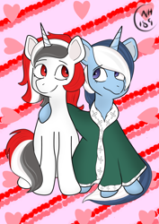 Size: 1000x1414 | Tagged: artist needed, safe, imported from derpibooru, oc, oc:red rocket, oc:river swirl, unicorn, equestria at war mod, happy, heart, horn