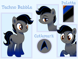Size: 4999x3800 | Tagged: safe, artist:mcjojo, imported from derpibooru, oc, oc only, oc:techno babble, earth pony, pony, earth pony oc, male, reference sheet, solo, stallion