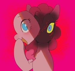 Size: 2048x1952 | Tagged: safe, artist:piesinful, imported from derpibooru, pinkie pie, earth pony, pony, abstract background, blood, female, mare, mask, solo