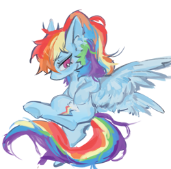 Size: 2221x2196 | Tagged: safe, artist:琼觞觞, imported from derpibooru, rainbow dash, pegasus, pony, female, mare, simple background, solo, white background