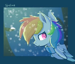 Size: 791x669 | Tagged: safe, artist:skylinepony_, imported from derpibooru, rainbow dash, pegasus, pony, bust, clothes, female, mare, profile, scarf, snow, solo