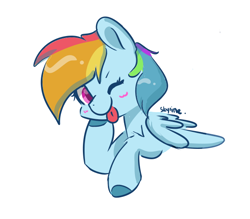 Size: 630x553 | Tagged: safe, artist:skylinepony_, imported from derpibooru, rainbow dash, pegasus, pony, ;p, blushing, female, looking at you, mare, one eye closed, simple background, solo, tongue out, white background, wink, winking at you