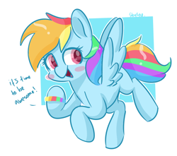 Size: 858x757 | Tagged: safe, artist:skylinepony_, imported from derpibooru, rainbow dash, pegasus, pony, blush sticker, blushing, bracelet, female, jewelry, mare, open mouth, open smile, simple background, smiling, solo, white background