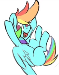 Size: 710x902 | Tagged: safe, artist:skylinepony_, imported from derpibooru, rainbow dash, pegasus, pony, female, mare, open mouth, open smile, smiling, solo