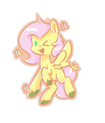 Size: 542x632 | Tagged: safe, artist:skylinepony_, imported from derpibooru, fluttershy, butterfly, pegasus, pony, female, mare, one eye closed, open mouth, open smile, simple background, smiling, solo, spread wings, transparent background, wings, wink