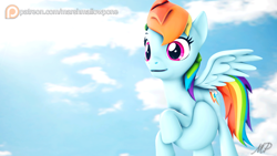 Size: 853x480 | Tagged: safe, artist:marshmallow-pone, imported from derpibooru, rainbow dash, pegasus, pony, 3d, belly, flying, preggo dash, pregnant, source filmmaker