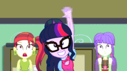 Size: 1280x720 | Tagged: safe, imported from derpibooru, screencap, rose heart, sci-twi, starlight, twilight sparkle, eqg summertime shorts, equestria girls, subs rock, adorkable, animated, blinking, cute, dork, female, gif, my little pony equestria girls: summertime shorts, twiabetes