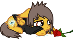 Size: 1056x569 | Tagged: safe, artist:lightningbolt, derpibooru exclusive, imported from derpibooru, pegasus, pony, .svg available, alex gaskarth, all time low, butt fluff, clothes, colt, crying, cutiespark, ear fluff, floppy ears, flower, foal, folded wings, hair over one eye, hoof fluff, lidded eyes, long sleeves, looking down, lying down, male, ponified, prone, rose, sad, shirt, show accurate, simple background, solo, svg, tail, tail feathers, transparent background, undershirt, vector, wings