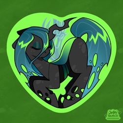 Size: 2894x2894 | Tagged: safe, artist:jellysketch, imported from derpibooru, queen chrysalis, changeling, heart, solo