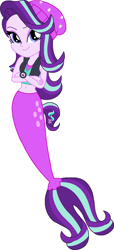Size: 1042x2284 | Tagged: safe, artist:rebelprincess59, imported from derpibooru, starlight glimmer, mermaid, equestria girls, beanie hat, female, mermaidized, simple background, solo, species swap, white background