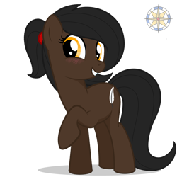 Size: 4096x4096 | Tagged: safe, artist:r4hucksake, imported from derpibooru, oc, oc:obsidian quill, earth pony, pony, blushing, female, mare, solo