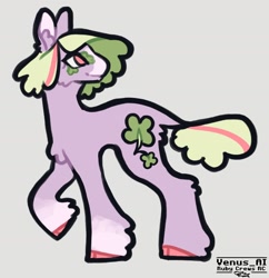 Size: 1600x1652 | Tagged: safe, artist:venus_ai_, imported from derpibooru, clover (g1), earth pony, pony, alternate color palette, alternate design, alternate hairstyle, alternate tail color, alternate tailstyle, female, g1, hat, mare, purple coat, red eyes, signature, tail, two toned mane, two toned tail, yellow mane