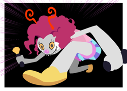 Size: 974x698 | Tagged: safe, artist:ohmeiios, imported from derpibooru, pinkie pie, black background, clown, crossover, female, grey skin, homestuck, simple background, solo, troll (homestuck)
