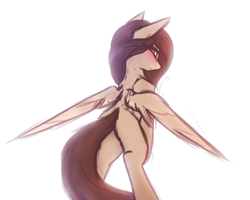 Size: 3741x2997 | Tagged: safe, artist:lu.de, imported from derpibooru, oc, oc only, oc:ondrea, pegasus, pony, blushing, looking at you, pegasus oc, simple background, solo, spread wings, white background, wings