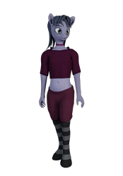 Size: 3018x4332 | Tagged: safe, artist:cicada bluemoon, imported from derpibooru, oc, oc:cicada bluemoon, anthro, 3d, choker, clothes, crossdressing, femboy, male, render, shorts, simple background, socks, solo, stockings, striped socks, thigh highs, transparent background