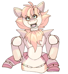 Size: 2136x2321 | Tagged: safe, artist:devioka, imported from derpibooru, oc, oc only, oc:peach "cassiopeia" blossom, lamia, original species, pony, robot, robot pony, animatronic, female, five nights at freddy's, front view, looking at you, open mouth, simple background, solo, solo female, stripes, transparent background