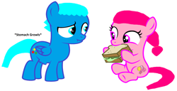 Size: 3236x1652 | Tagged: safe, artist:memeartboi, imported from derpibooru, earth pony, pegasus, pony, anais watterson, brother and sister, colt, cute, duo, duo male and female, eating, family, female, filly, foal, food, gumball watterson, happy, hungry, male, ponified, sandwich, sibling, sibling bonding, sibling love, siblings, simple background, sister, smiling, starving, stomach growl, stomach noise, the amazing world of gumball, white background