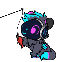 Size: 600x600 | Tagged: safe, artist:sugar morning, imported from derpibooru, part of a set, oc, oc only, oc:neon (protogen), cyborg, pegasus, animated, behaving like a cat, gif, pegasus oc, protogen, simple background, solo, transparent background, wings