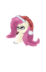 Size: 503x781 | Tagged: safe, artist:elliemore-casp, imported from derpibooru, fluttershy, pegasus, pony, blunt, bust, christmas, drug use, drugs, ear fluff, female, glasses, hat, holiday, mare, santa hat, simple background, smoking, solo, white background