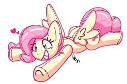 Size: 2359x1562 | Tagged: safe, artist:ponballoon, imported from derpibooru, fluttershy, inflatable pony, pegasus, floating heart, grin, heart, inflatable, lying down, plop, pool toy, prone, smiling, solo, sploot, spread wings, underhoof, wings