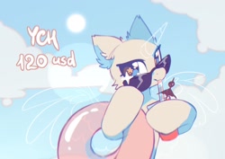 Size: 2048x1453 | Tagged: safe, artist:mirtash, imported from derpibooru, pony, cheek fluff, cloud, commission, drink, drinking, ear fluff, eyelashes, glass, inner tube, lidded eyes, outdoors, pool toy, sky, sky background, sparkles, sparkly eyes, standing, straw, summer, sunglasses, text, wingding eyes, your character here