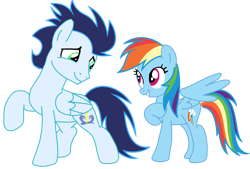 Size: 2856x1935 | Tagged: safe, imported from derpibooru, rainbow dash, soarin', pegasus, pony, female, male, mare, shipping, simple background, soarindash, stallion, straight, transparent background