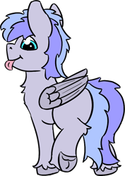 Size: 584x827 | Tagged: safe, artist:dsksh, imported from derpibooru, oc, oc only, oc:discoordination, pegasus, pony, :p, aggie.io, blue eyes, butt, folded wings, looking at you, male, pegasus oc, plot, raised leg, simple background, sketch, solo, stallion, tail, tongue out, transparent background, two toned mane, two toned tail, unshorn fetlocks, wings