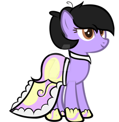 Size: 1024x1044 | Tagged: safe, artist:silverswirls15, imported from derpibooru, oc, oc:quilly inks, pony, clothes, deviantart watermark, dress, female, gala dress, mare, obtrusive watermark, simple background, solo, transparent background, watermark