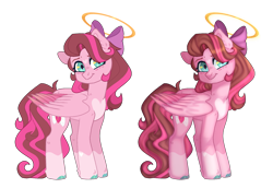 Size: 1877x1290 | Tagged: safe, artist:spectrumnightyt, imported from derpibooru, oc, oc:angel heart, pegasus, pony, bow, female, hair bow, halo, mare, simple background, solo, transparent background