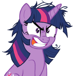 Size: 1024x1024 | Tagged: safe, alternate version, artist:enterusxrname, twilight sparkle, pony, unicorn, angry, messy mane, png, simple background, solo, transparent background