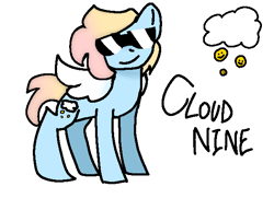 Size: 610x469 | Tagged: safe, imported from derpibooru, oc, oc only, oc:cloud nine, pegasus, pony, colored wings, folded wings, male, pegasus oc, simple background, smiling, solo, sunglasses, white background, wings