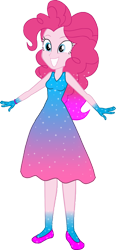 Size: 754x1619 | Tagged: safe, artist:invisibleink, artist:tylerajohnson352, imported from derpibooru, pinkie pie, equestria girls, beautiful, bracelet, clothes, colorful, dress, female, flats, glitter, jewelry, shoes, simple background, solo, sparkles, sparkly dress, sparkly hair, transparent background