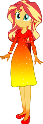 Size: 525x1513 | Tagged: safe, artist:invisibleink, artist:tylerajohnson352, imported from derpibooru, sunset shimmer, equestria girls, beautiful, bracelet, clothes, colorful, dress, female, flats, glitter, jewelry, shoes, simple background, solo, sparkles, sparkly dress, sparkly hair, transparent background