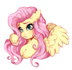 Size: 2036x1987 | Tagged: safe, artist:zugellywolf, imported from derpibooru, fluttershy, pegasus, pony, bust, cute, female, floppy ears, lips, mare, shyabetes, simple background, solo, spread wings, transparent background, unshorn fetlocks, wings