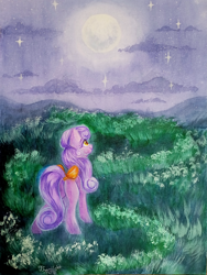 Size: 3015x4000 | Tagged: safe, artist:jsunlight, imported from derpibooru, oc, earth pony, pony, solo, traditional art, watercolor painting