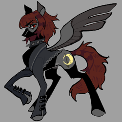 Size: 1000x1000 | Tagged: safe, artist:lattskull, imported from derpibooru, oc, oc only, pegasus, pony, clothes, collar, mask, pegasus oc, shirt, solo, spiked collar, wings
