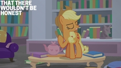 Size: 2000x1125 | Tagged: safe, edit, edited screencap, editor:quoterific, imported from derpibooru, screencap, applejack, ocellus, what lies beneath, disguise, disguised changeling